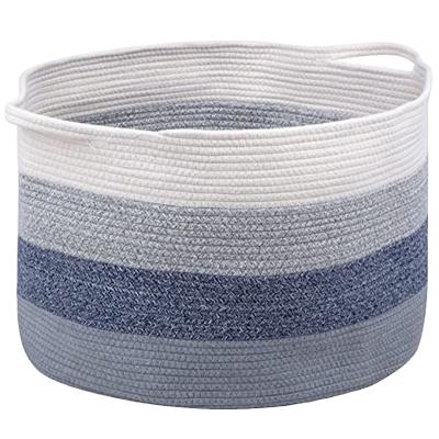 China Jialan Cotton Rope Woven Storage Stocked Basket Can Be Folded For Convenient Storage for sale