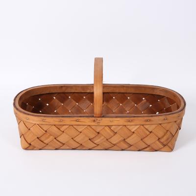 China Jialan stocked wooden woven hand basket can be used to carry items for sale