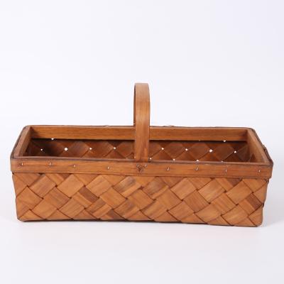 China Jialan stocked rectangular wooden woven plate-shaped hand basket can be used to carry items for sale