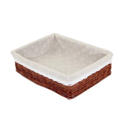 China Jialan Stored Customized High Quality Rectangular Woven Wicker Basket Storage Basket With Lining for sale