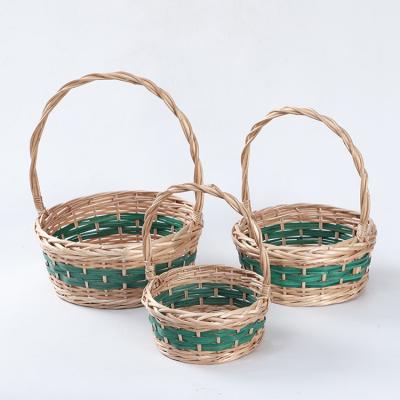 China Jialn Wholesale Gift OEM Stocked Woven Oval Basket Woven Wicker Basket With Long Handle for sale