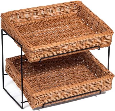 China Jialan Viable Wholesale Customized Cheap Willow Food Basket Shelf Storage Handmade Woven Wicker Basket for sale