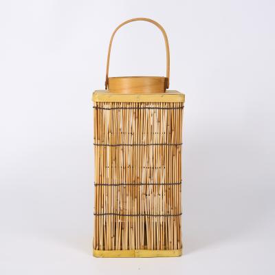 China Jialan Top Layer Wood Chips Cover Waste Wood Handle Laundry Storage Bamboo Basket for sale