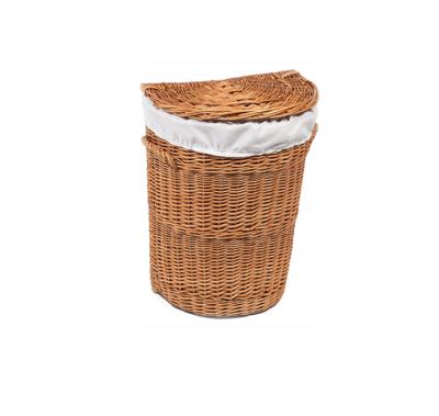 China Jialan Handmade High Quality Dirty Stocked Cloth Basket Straw Semicircle Laundry Basket Dirty Hamper With Lid for sale