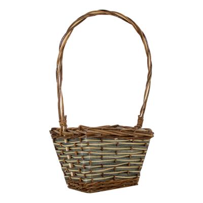 China Small Plant Flower Basket Rattan Flower Basket Viable Gift Woven Wicker Basket With Handle for sale