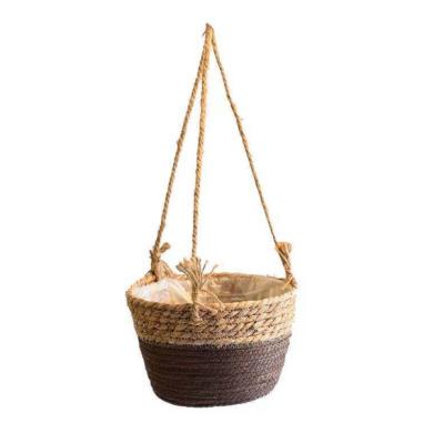 China Jialan Stocked Grass Flower Pot Woven Basket Woven Chloridum Potted Plant for sale