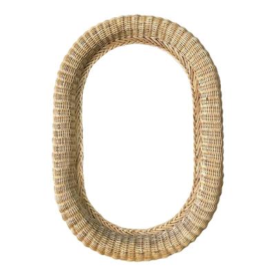 China Jialan Hot Selling Stocked Wicker Mirror Frames Various Shapes for sale