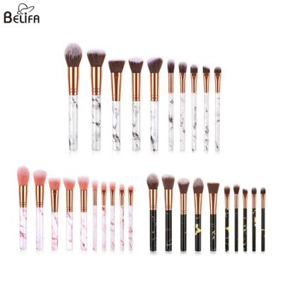 China Belifa New Style hot sale 10piece Marble Pattern Face Makeup Brush Set Blush brushes eye shadow brush make-up tools for sale