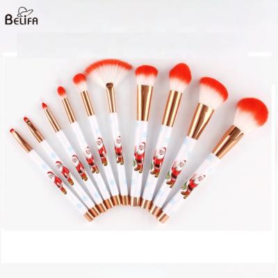 China Belifa New private label High quality vegan hair christmas gift makeup brushes gift box version 10pcs cosmetic brush set for sale