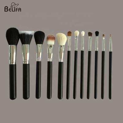 China Belifa 12 pcs high grade goat hair makeup brush set private label with pu bag zu verkaufen