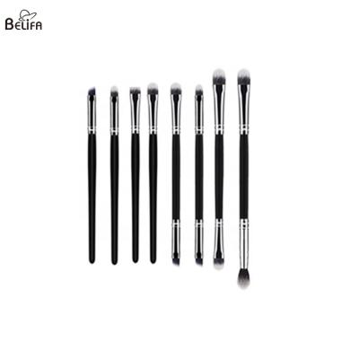 China Wholesale priate label vegan synthetic wooden duo single makeup eyeshadow black large small wide flat angled concealer brush for sale