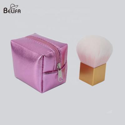 China Belifa vegan synthetic hair large square kabuki powder makeup brush with pu bag for sale