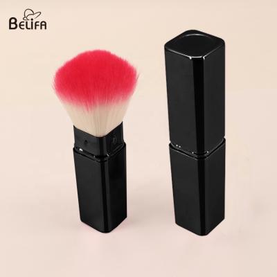 China Belifa private label vegan synthetic hair black square retractable makeup blush powder brush for sale