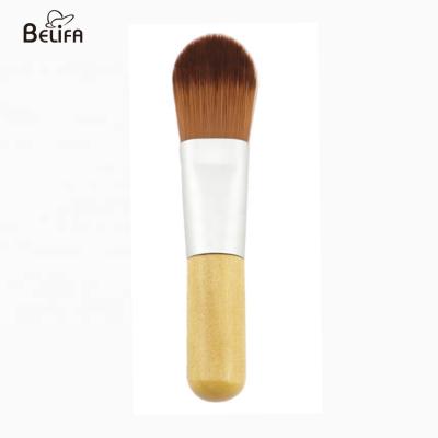 China Belifa mini portable foundation brush private label with woodel handle and brown synthetic hair for sale