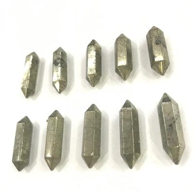 China Diy Jewelry Accessories Wholesale pure natural pyrite hexagonal pillar pendant unset necklace DIY jewelry for sale