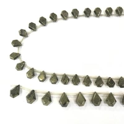 China Diy Jewelry Accessories Wholesale pure natural pyrite gemstone beads pressed corner cut corner edge teardrop pendant for necklace jewelry for sale