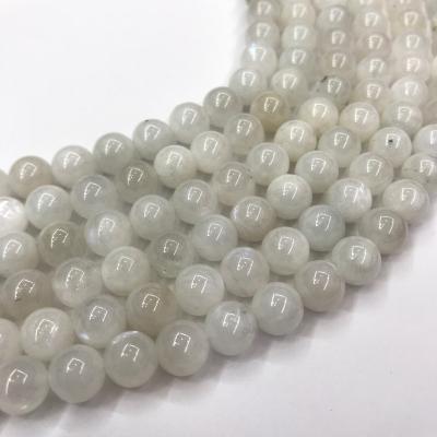 China DIY Jewelry Hand Making Wholesale Luxury Natural Round Gemstone Gray Moonstone  Stone Healing Crystal Loose Beads For Bracelet Making for sale