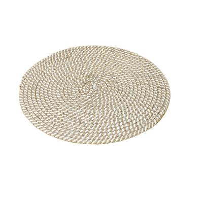 China Viable Cheap Price Cotton Rope Materials Weaving Round Straw Dining Table Cotton Rope Place Mat for sale