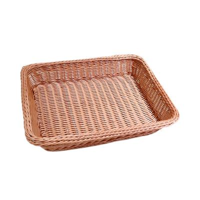 China Sustainable OEM Custom Design New Design Handmade Woven Rattan Plastic Material Storage Baskets Vegetable Basket for sale