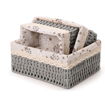 China Viable Wholesale Cheap Custom Hand - Woven Storage Paper Rope Basket for sale