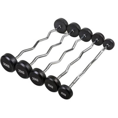 China Logo Fitness Body Building Accessories Custom Wholesale Durable Ez Fixed Loop Rubber Barbell for sale