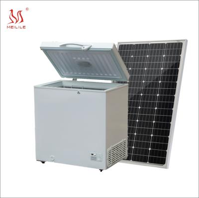 China 135L Solar Car Fridge DC Compressor 12v 24v Rechargeable Battery Operated Chest Freezer for sale