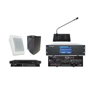 China Public intercom broadcast school address system intercom broadcast public announcement amplifier system with cable speaker 484*375*132mm for sale