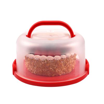 China Amazon Viable Hot Sales 10 Inch Round Cake Keeper With Cover Clear Plastic Cupcake Insert Cake Carrier With Lid And Handle for sale