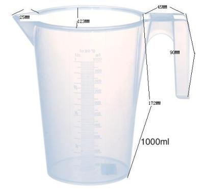 China Sustainable Hot Sale 1000ML BPA Free Clear Plastic Measuring Cup With Handle And Embossing Scale for sale