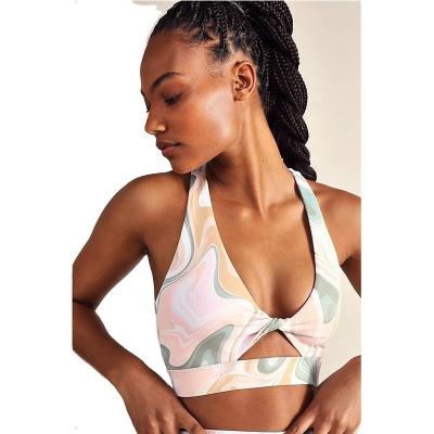 China Breathable Racerback Sports Bra Sports Bra Nordic Style Print Custom Cutout Nordic Style Breathable Gym Wear For Ladies for sale