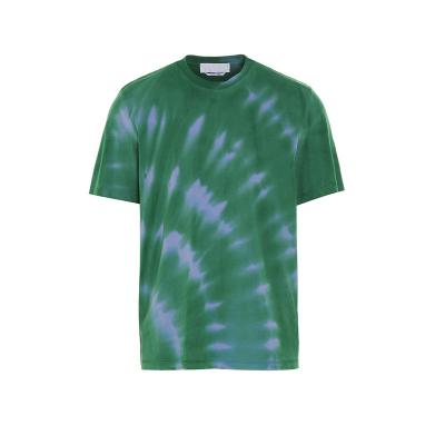 China Pure Green Color Tie Dye Men's Style Anti-Shrink T-Shirt In The Summer Custom Color Male T-shirt for sale