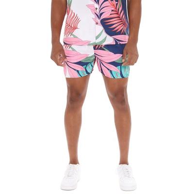 China Anti-wrinkle factory price elastic waistband all over print men's floral shorts plus size casual shorts Hawaii print for sale