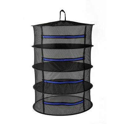 China Easily Assembled Herb Dryer Black Mesh 4 Tier Flower Drying Rack With Navy Zipper for sale