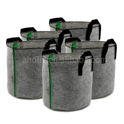 China Eco-Friendly Grow Bags 5 Gallon Nonwoven Handle Grow Bags With Zipper Aeration Cloth Pots for sale