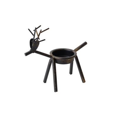 China Home decoration read to board 13.5cm deer shape to archaize black color metal candle holder for sale