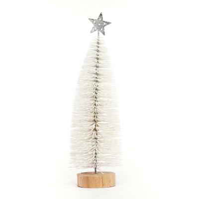 China New Style Pet+wooden Artificial Christmas Tree Bottle Brush Factory Customized Mini Trees for sale