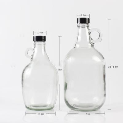 China 500ml maple syrup glass bottles for 1000ml maple syrup flat glass maple syrup bottle with screw cap for sale