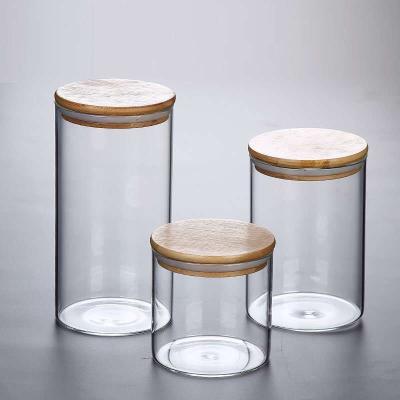 China Sustainable Tube Shaped Glass Storage Jar For Kitchen Canister Sets Glass Jars Borosilicate for sale