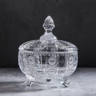 China 300ml 650ml Sustainable Candy Jar Crystal Glass Glass Jar With Glass Lid for sale