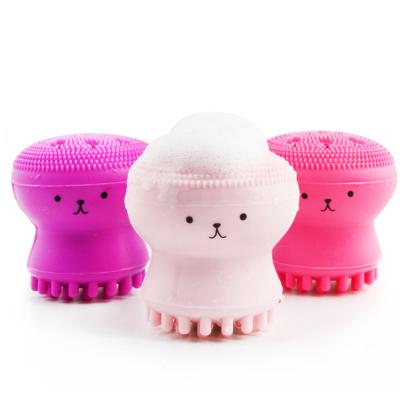 China Silicone Mini Octopus Facial Cleansing Brush Removable and Washable Silicone Remover Face Skin Cleansing Brush Device for sale