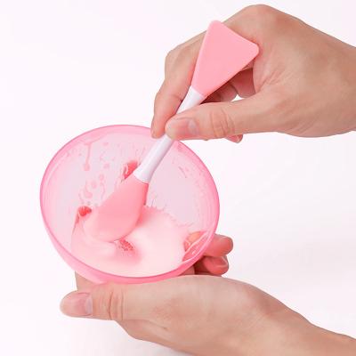 China Fan Brush Double Ended Custom Private Label Clay Mud Mask Applicator Brush Silicone Eco-Friendly Small Soft Facial Mask Brush Cosmetic for sale