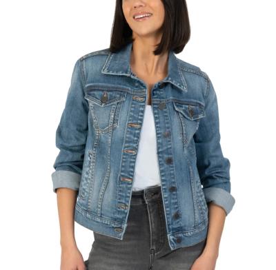 China Popular blue wash designers denim women jackets wholesale customized good quality plus size LILUO 2022 for sale