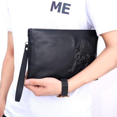 China High Quality Anti-theft Men's Long Purse Fashionable Men's Handbag Genuine Leather Clutch Bag With Strap for sale