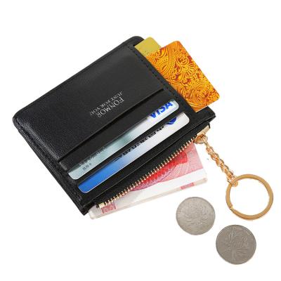 China Color Anti-theft Women Candy Coin Purse Pocket PU Women Card Holder Leather Wallet With Key Chain for sale