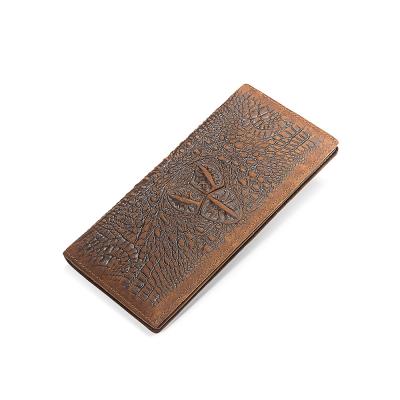 China Crazy Horse Long Men's Clutch Wallet Wallet Coin Pocket Money Card Holder Waterproof Smart Cowhide Leather for sale