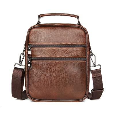 China Classic Vintage Business Black Brown Cross - Body Messenger Bags Genuine Leather Shoulder Bag Handbag With Straps for sale