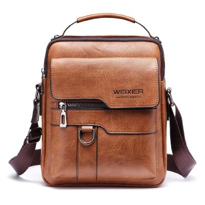 China Fashion Good Quality Man Fashion Cool Custom Brown Messenger Bag PU Leather Shoulder and Cross Bags for sale