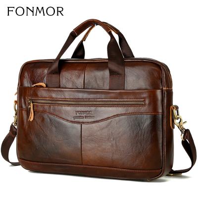 China Wholesale GENUINE LEATHER Genuine Leather Messenger Shoulder Bag Men Totes Handbag 15.6 Inch Laptop Briefcase for sale