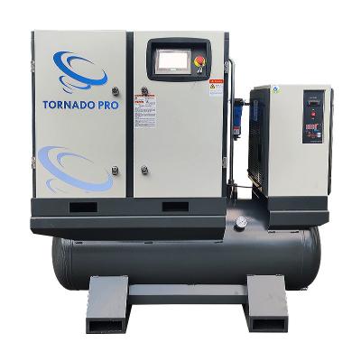 China Lubricated 10hp industrial silent electric rotary screw screw air compressor with dryer and tank screw air compressor with ce for sale