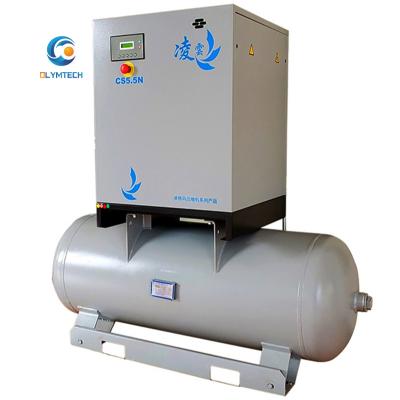 China Linghein 2in1 7.5hp Lubricated Screw Air Compressor with Silent Air Tank 5.5kw Portable Air Compressor for sale